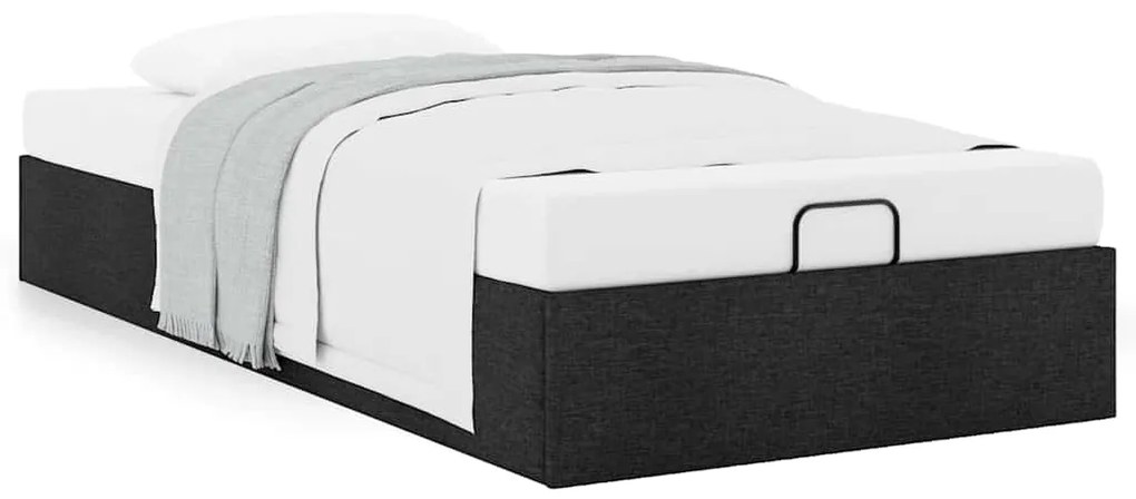 Estrutura de cama otomana sem colchão 90x190 cm tecido preto