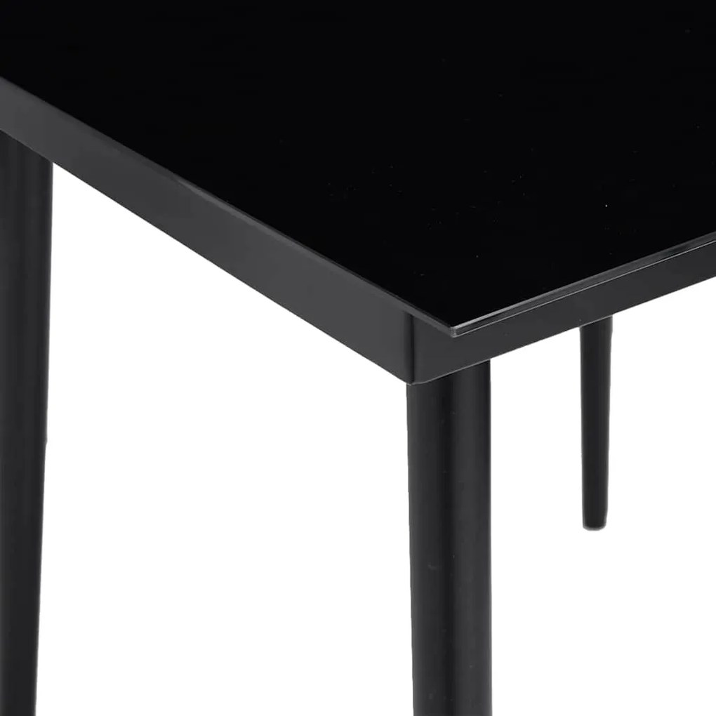 Conjunto de jantar jardim 5 peças vidro vime PE preto