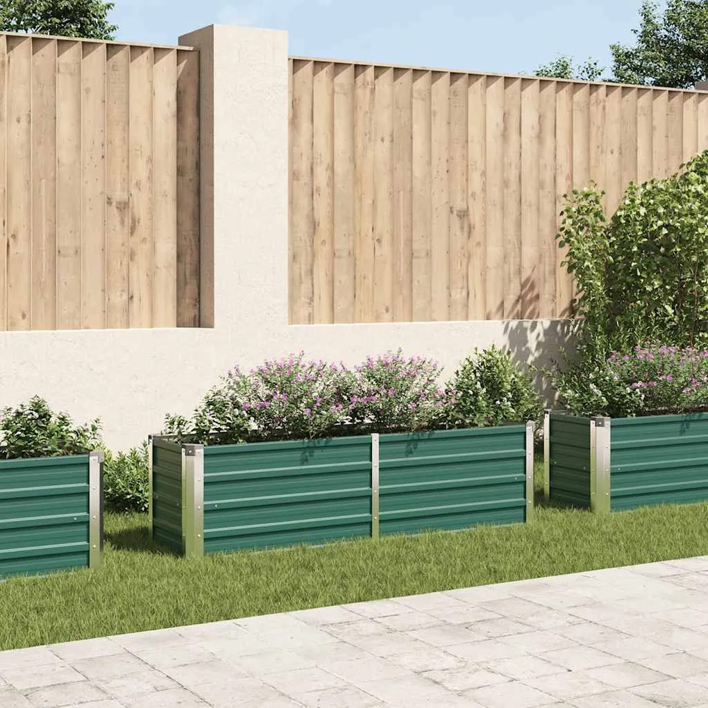 Canteiro elevado de jardim aço galvanizado 160x40x45 cm verde