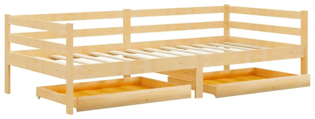 Sofá-cama com gavetas 90x200 cm pinho maciço