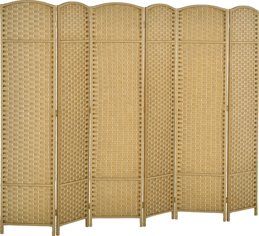 Biombos de interior em madeira com 6 painéis, 240 x 170 cm, divisória dobrável para sala de estar, quarto, acabamento natural