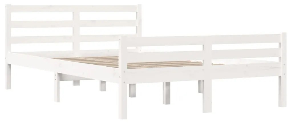 Estrutura de cama casal 135x190 cm madeira maciça branco