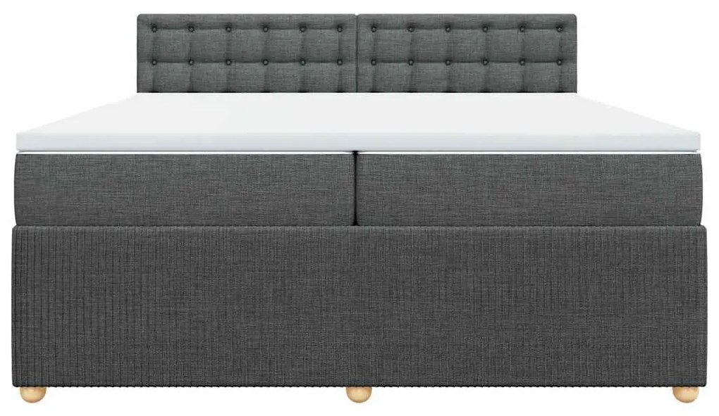 Cama com molas/colchão 200x200 cm tecido cinzento-escuro
