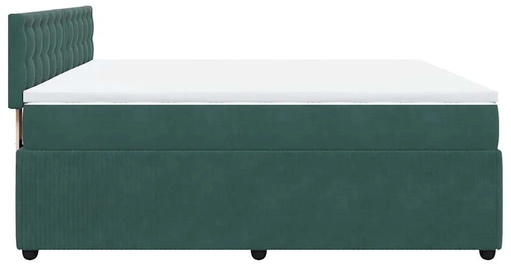 Cama com molas/colchão 200x200 cm veludo verde-escuro
