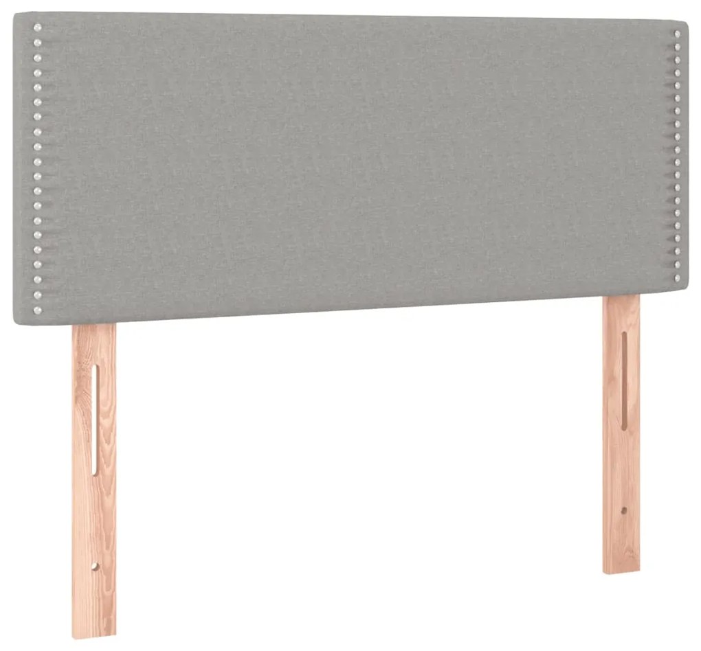 Cama box spring c/ colchão e LED 120x190 cm tecido cinza-claro