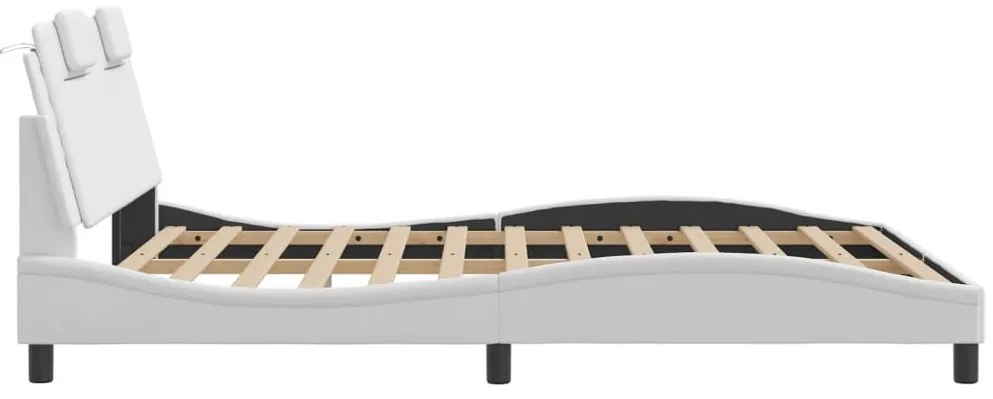 Estrutura cama c/ cabeceira 160x200 cm couro artificial branco