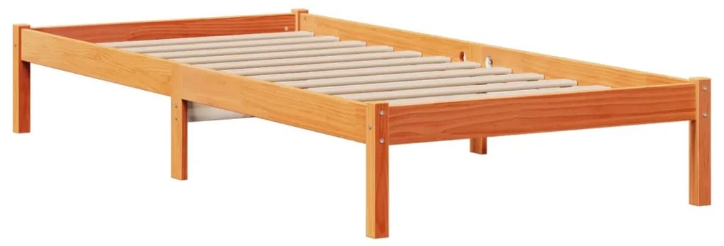 Cama com estante sem colchão 75x190cm pinho maciço castanho-mel