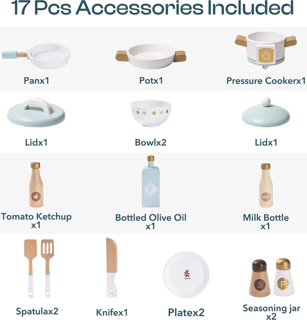 Cozinha de Brincar infantil de madeira com acessórios 98 x 75,5 x 35 cm Dream Azul