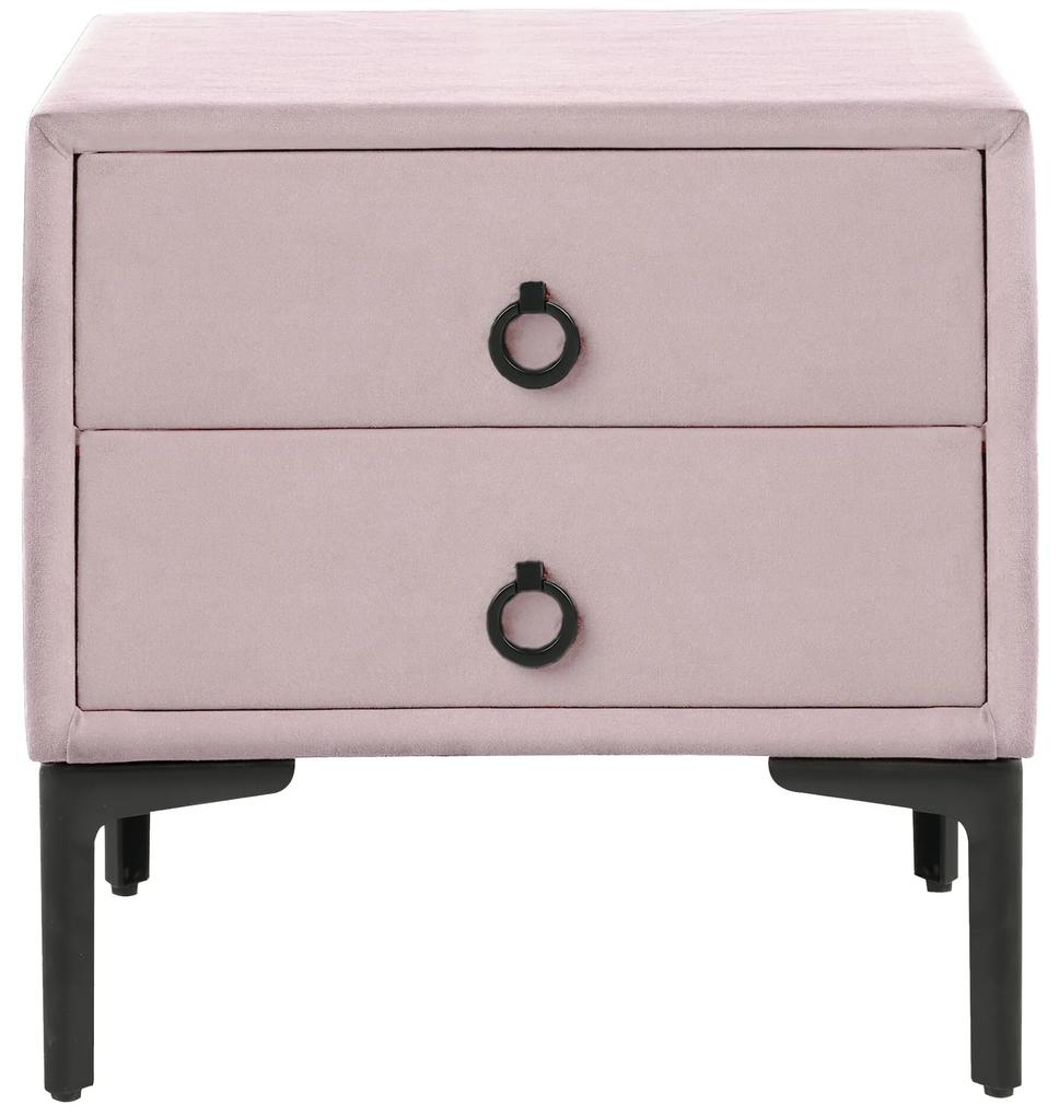 Mesa de cabeceira com 2 gavetas em veludo rosa SEZANNE Beliani