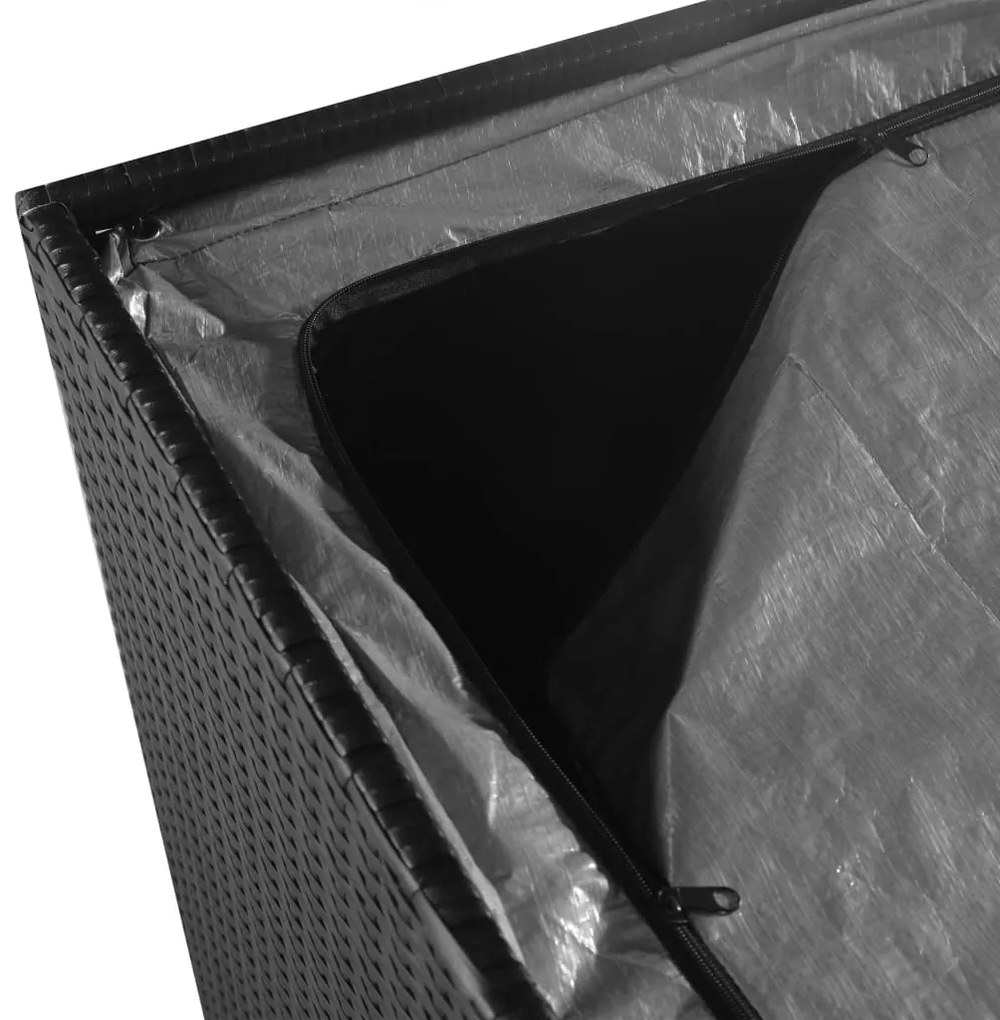 Caixa de arrumação para jardim 150x100x100 cm vime PE preto