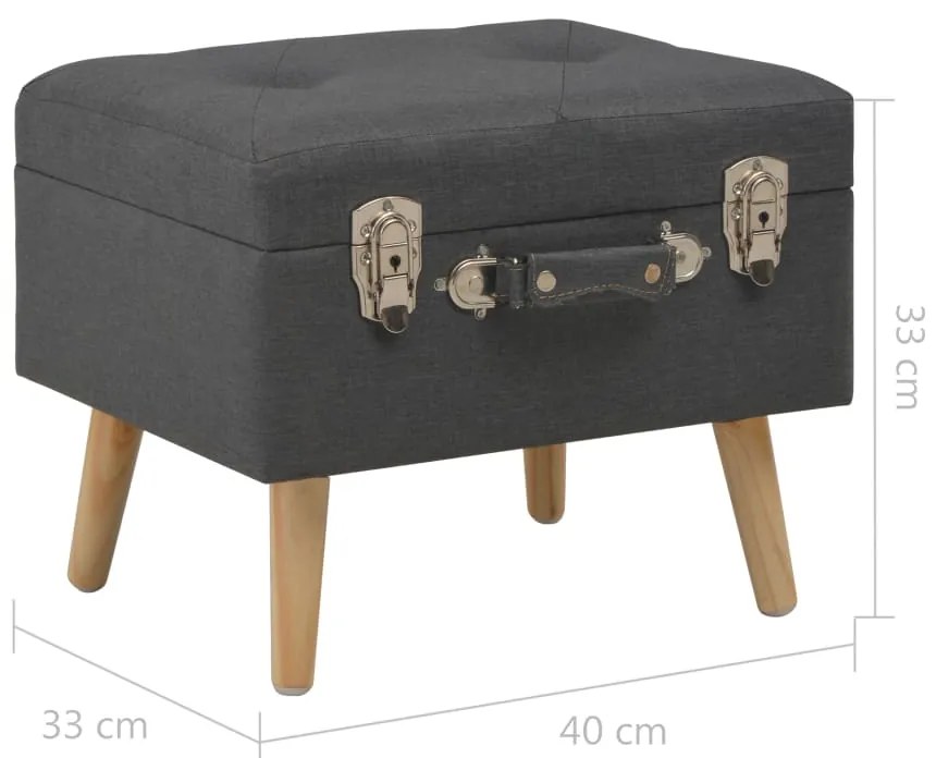 Banco de arrumação 40 cm tecido cinzento-escuro