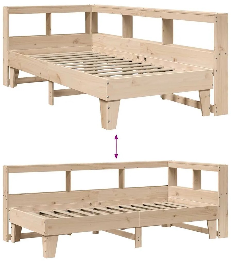 Cama com estante sem colchão 90x190 cm pinho maciço