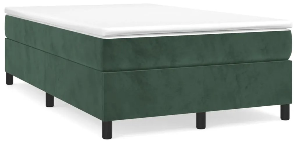 Cama boxspring com colchão 120x190 cm veludo verde-escuro