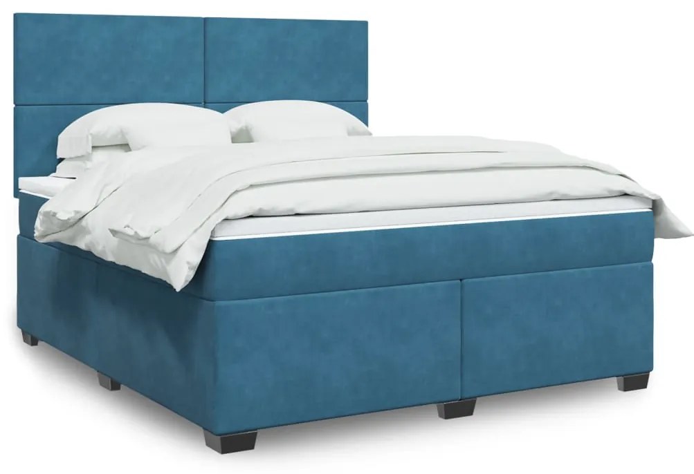 vidaXL Cama com molas/colchão 180x200 cm veludo azul
