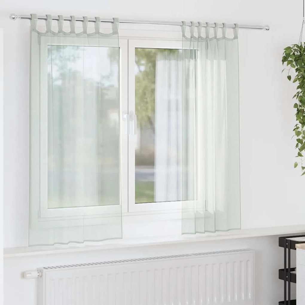 vidaXL Cortinas de voile com laços 2 pcs cinzento-claro 140x175 cm