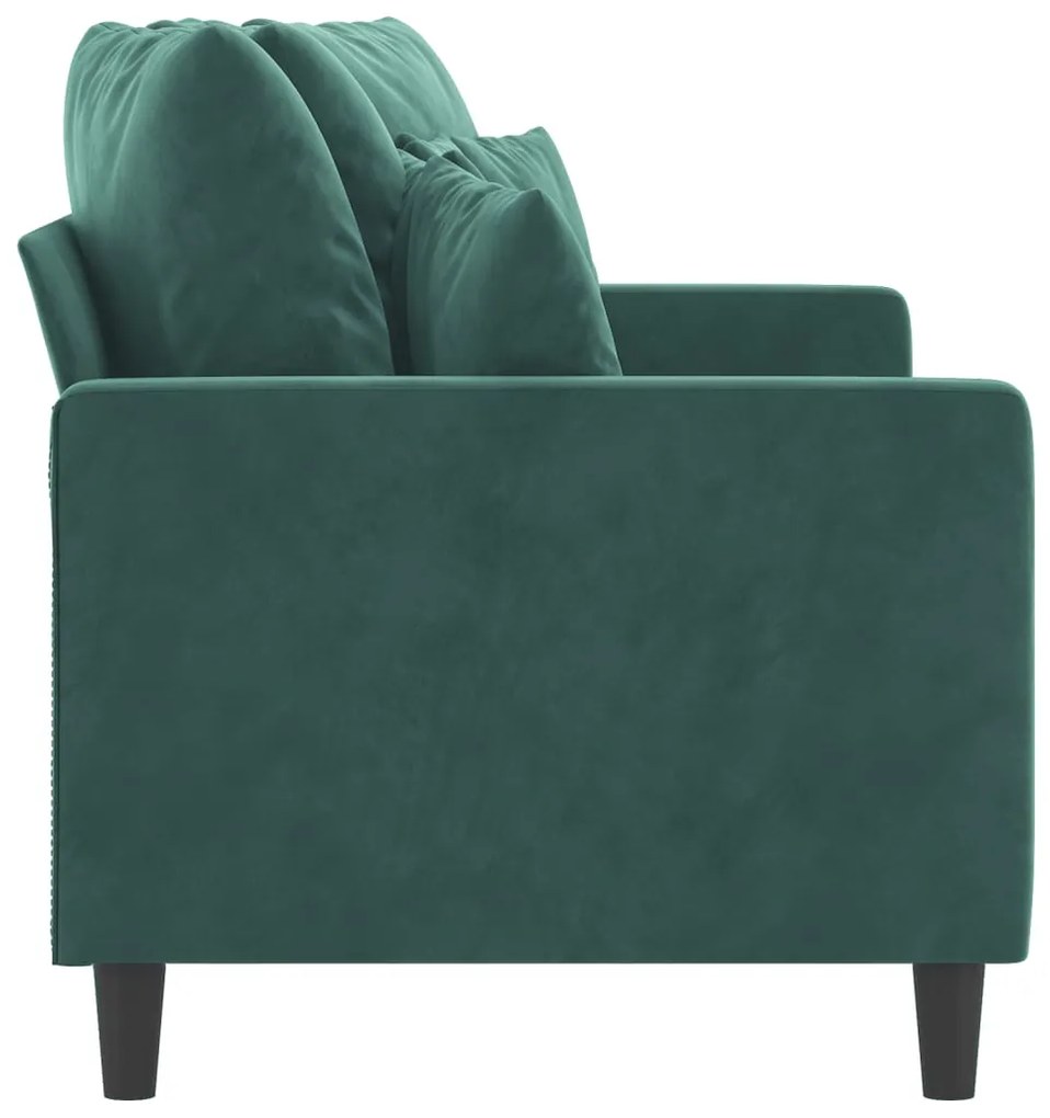 Sofá de 2 lugares 140 cm veludo verde-escuro