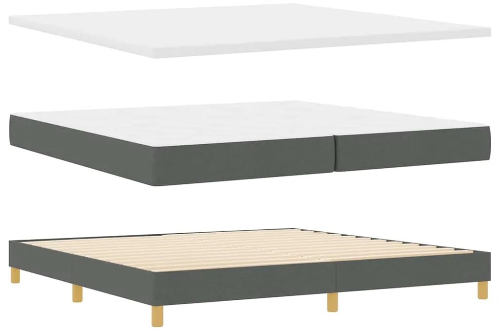 Cama Box Spring com Colchão &amp; Luz LED Cinza Escuro 200x200 cm Tecido