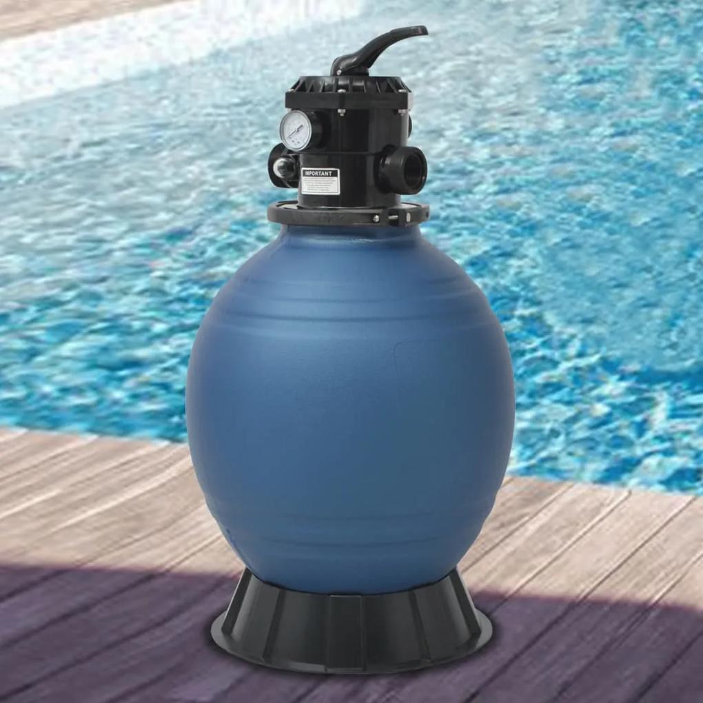 91169 vidaXL Filtro de areia p/ piscina válvula de 6 posições azul 460 mm