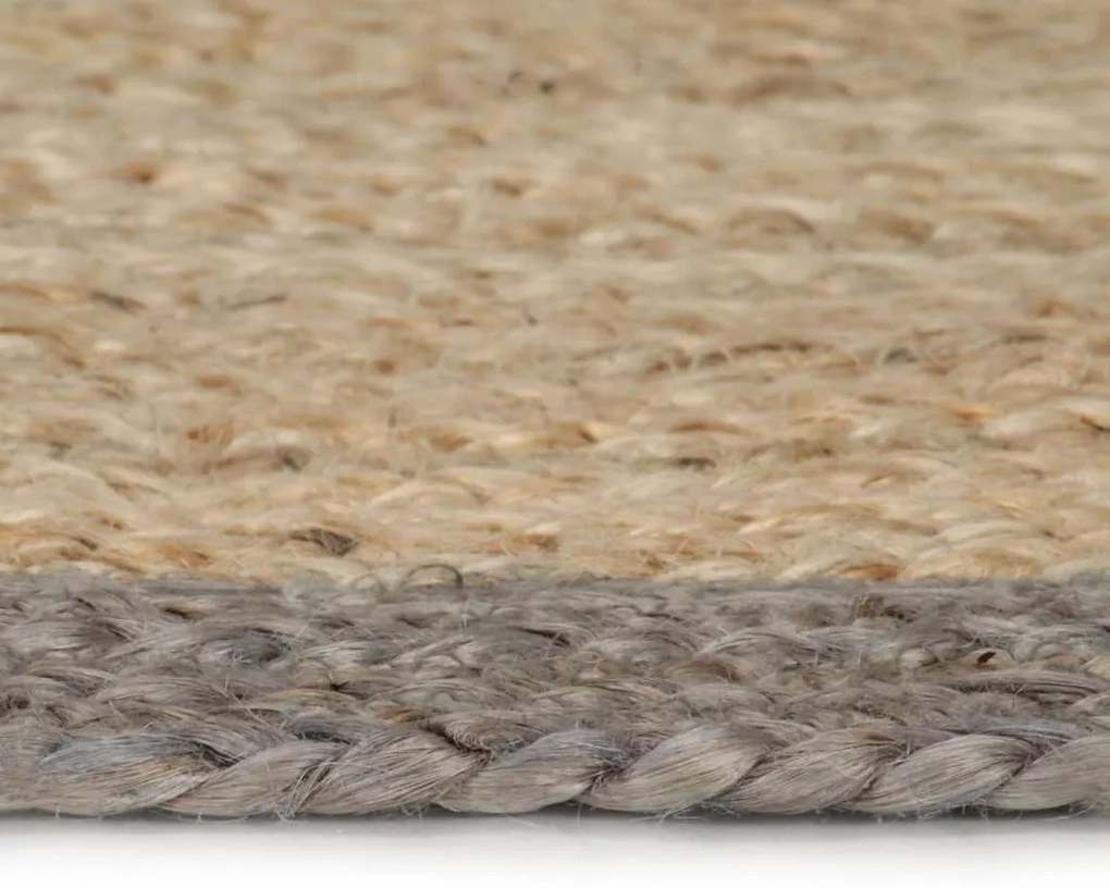 Tapete artesanal em juta com rebordo cinzento 150 cm