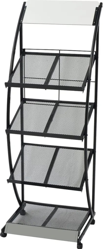 vidaXL Porta-revistas A4 preto e branco 47x40x134 cm