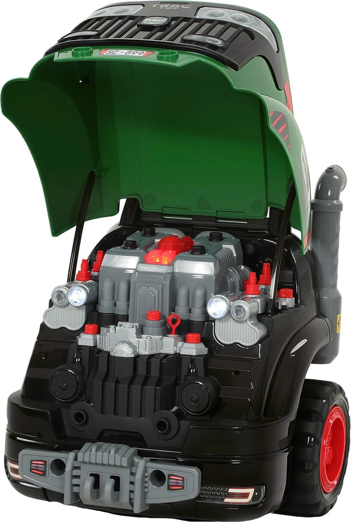 AIYAPLAY Motor de Camião de Brincar para Crianças com Névoa, Luzes e Sons, Oficina Mecânica, 3-6 Anos, Verde | Aosom Portugal