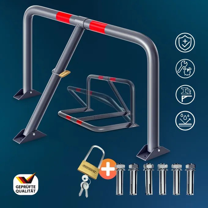 Barreira para estacionamento em arco com faixas refletoras 80 x 47 x 44 cm Cinzento Moderno
