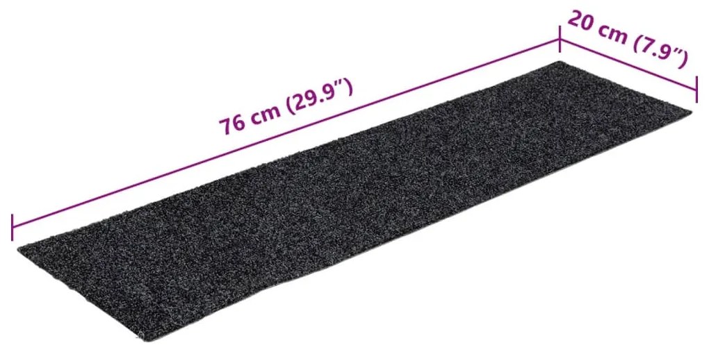 Tapetes escada adesivos retangulares 15 pcs 76x20 cm cinzento