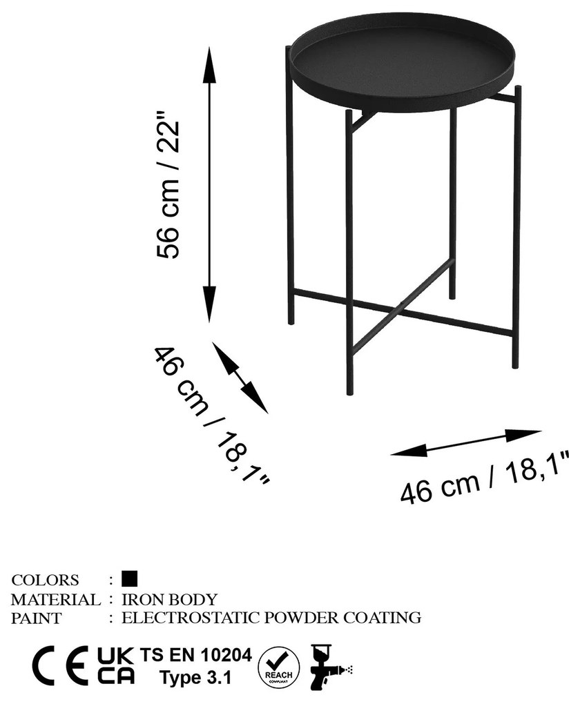 Mesa de Centro Shb-007 – Preto – 46x56x46 cm | Tribo Home