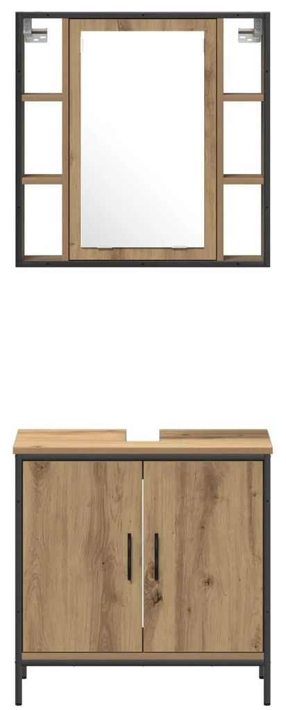 Conjunto de Móveis para Banheiro 4 Peças Carvalho Artesanal Derivados