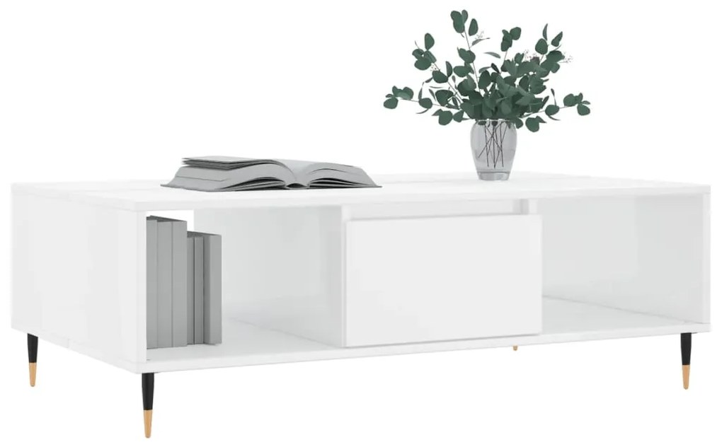 Mesa de centro 104x60x35 cm derivados madeira branco brilhante