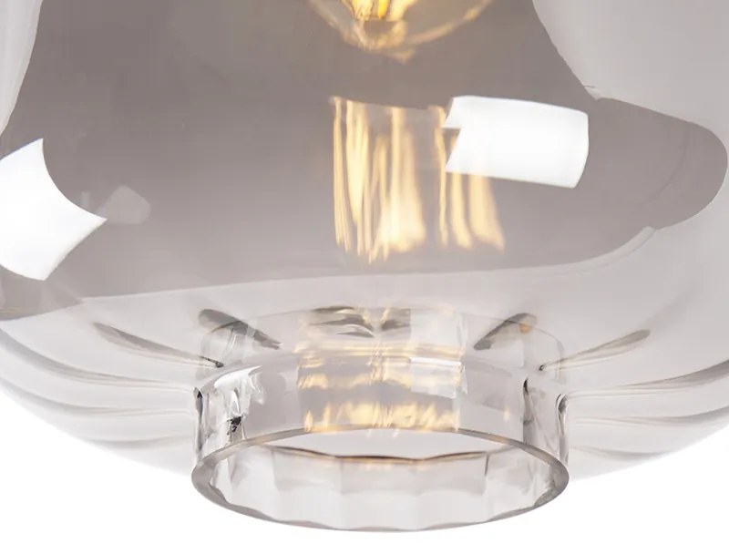 Candeeiro de teto design preto com vidro fumê - Qara Design