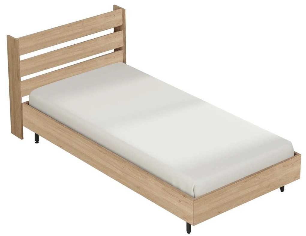Estrutura de Cama "Ocean" com Cabeceira – Nogueira - 100x200 cm - Desi
