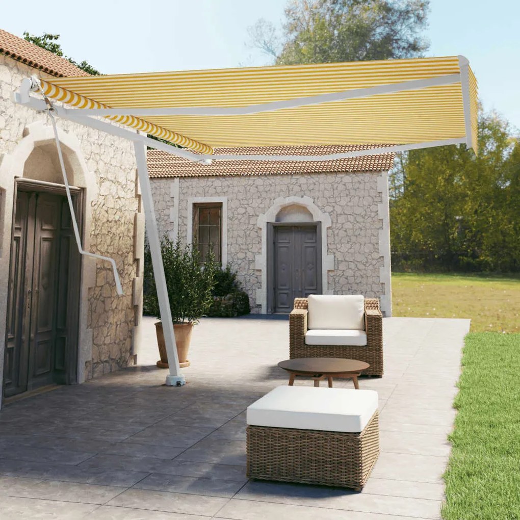 Toldo automático independente 400x350 cm amarelo e branco