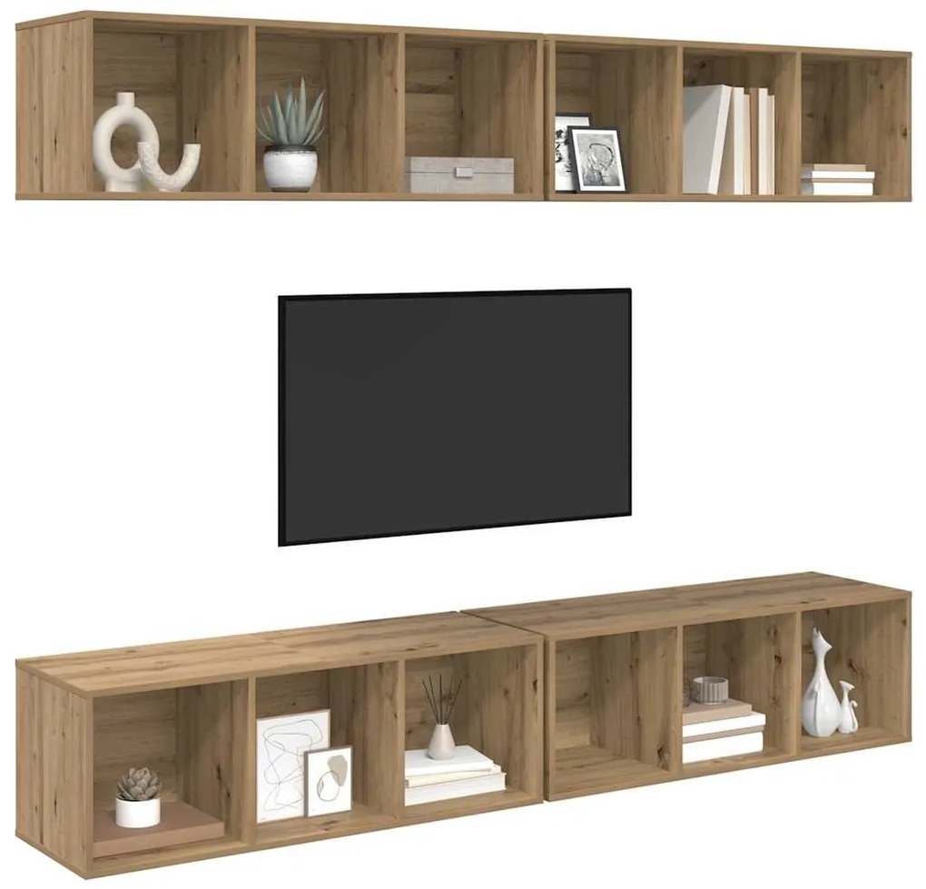 Gabinete de TV de Parede 4 pcs carvalho artisiano
