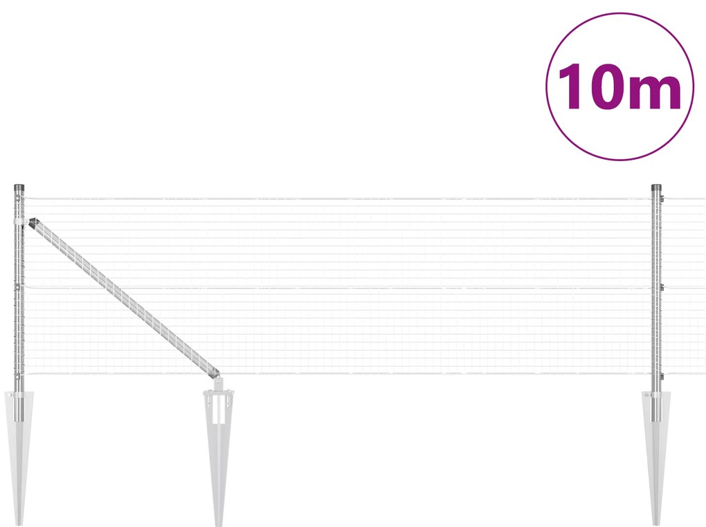 Conjunto de Poste de Cerca Conjunto de 2 Aço galvanizado 10 x 0.5 m