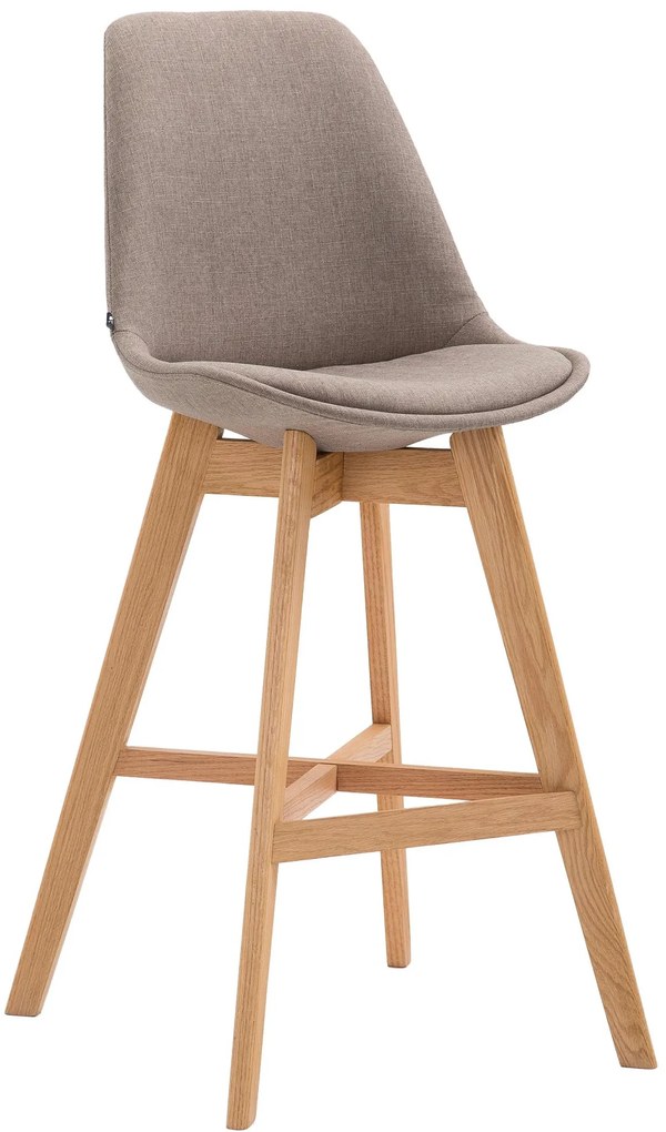Banco de bar Cannes em tecido e com estrutura de Cor Natural 48 x 112 x 56 cm Castanho acinzentado