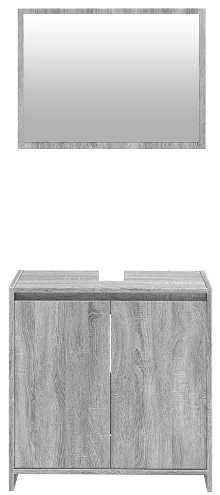 2 pcs conjunto móveis WC derivados de madeira sonoma cinza