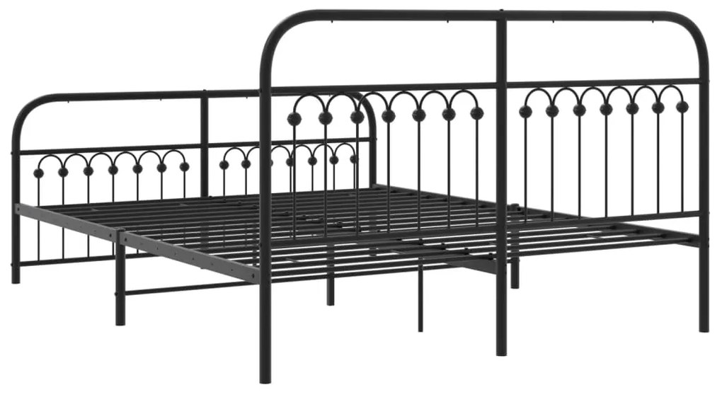 Estrutura de cama com cabeceira e pés 160x200 cm metal preto