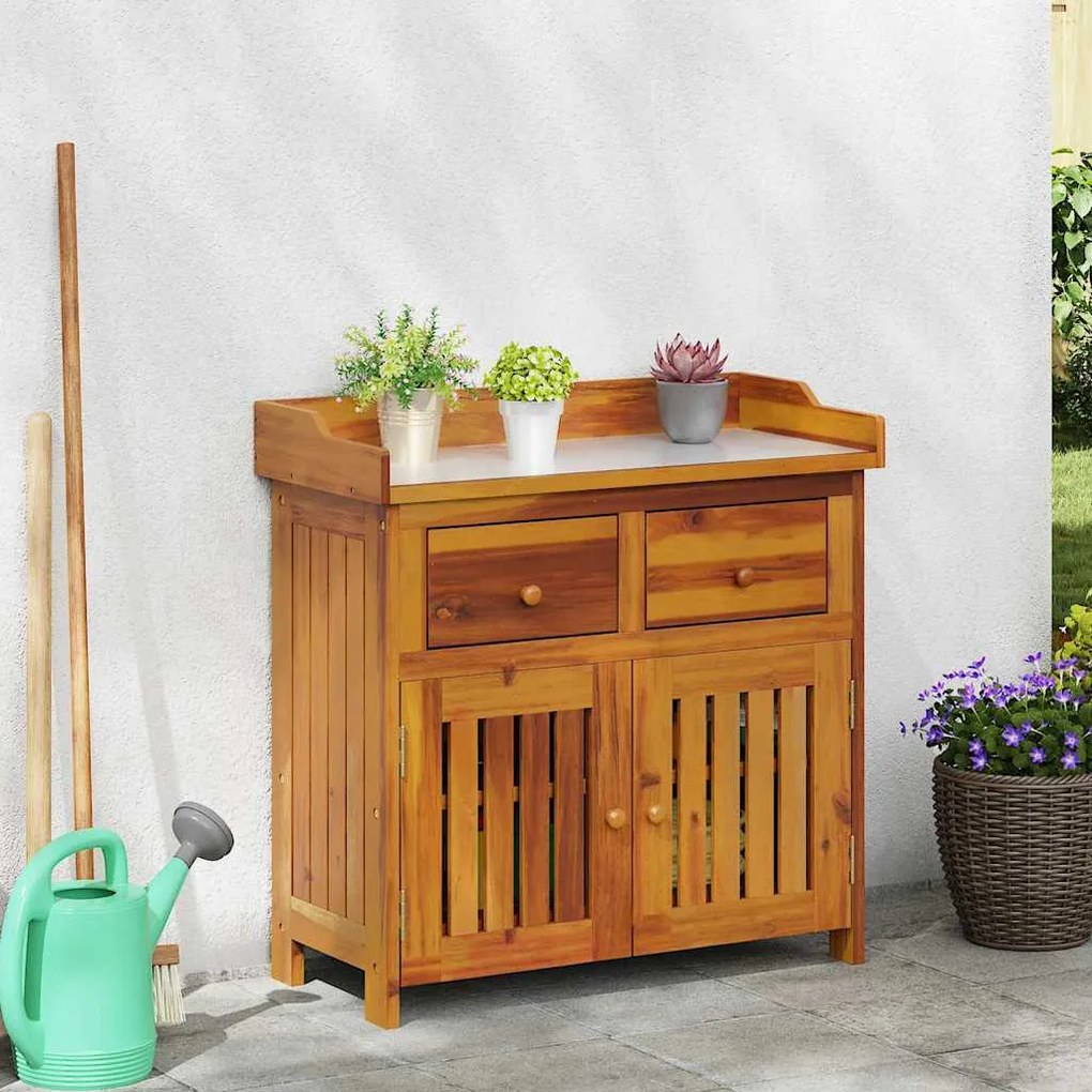 vidaXL Armário de Jardim com gaveta com porta Natural 78 x 36,5 x 78cm