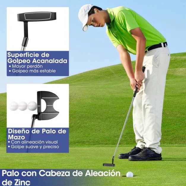 Conjunto de 9 tacos de golfe com driver de liga metálica, madeira 3#, híbrido 4#, ferros 6#, 7#, 8#, 9# e P#, putter e capas para cabeças cinzentas