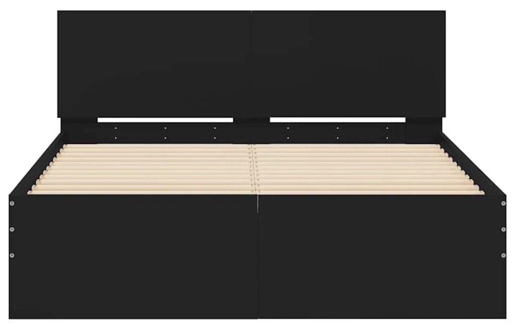 Estrutura de cama com cabeceira e luzes LED 120x190 cm preto