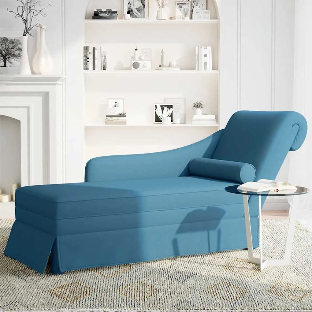 Chaise lounge c/ reforço/apoio de braços direito veludo azul