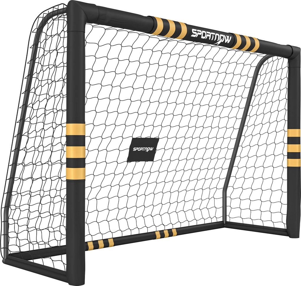 Baliza de Futebol para Jardim 240x85x160 cm com Rede, Estrutura Metálica, Acolchoamento EPE e Estacas, Preto e Amarelo