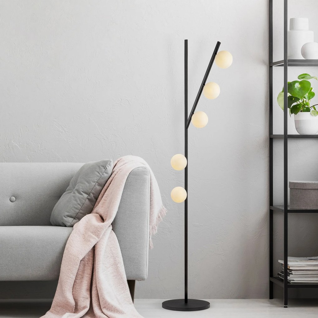 Candeeiro de Pé Domino – Preto e Creme – 31 x 52 x 167 cm