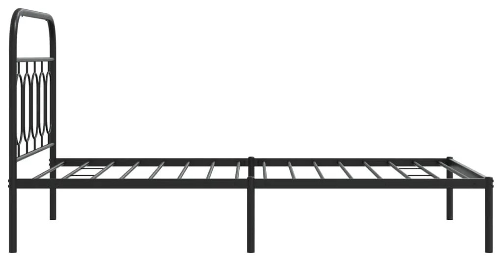 Estrutura de cama com cabeceira 100x190 cm metal preto