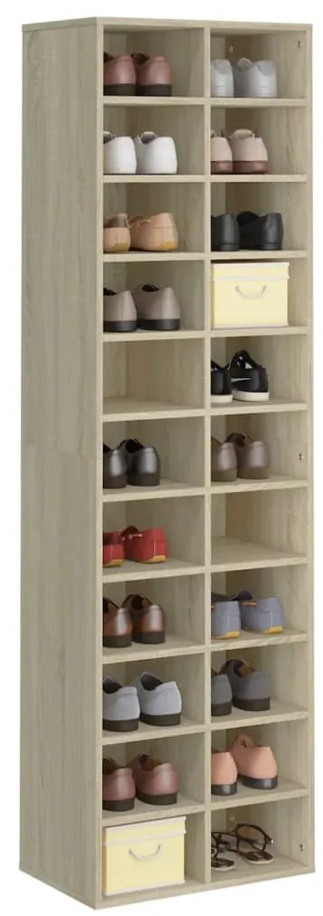 Armário para sapatos 54x34x183 cm contraplacado carvalho sonoma