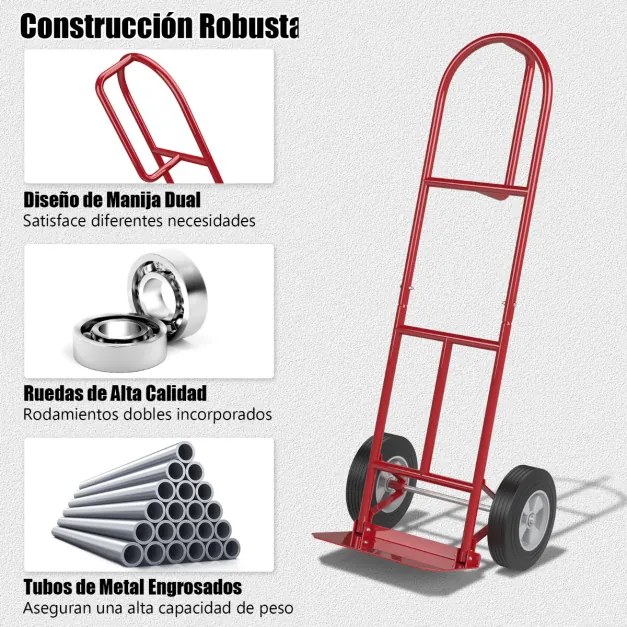 Carrinho de Mão transporte Caixas com rodas 25 cm Carga dupla 300 kg 51 x 48 x 132 cm Vermelho