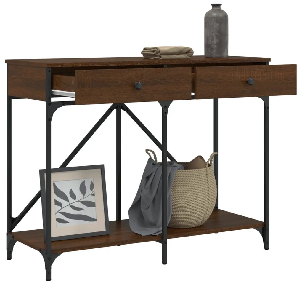 Mesa consola 100x39x78,5 cm derivados madeira carvalho castanho