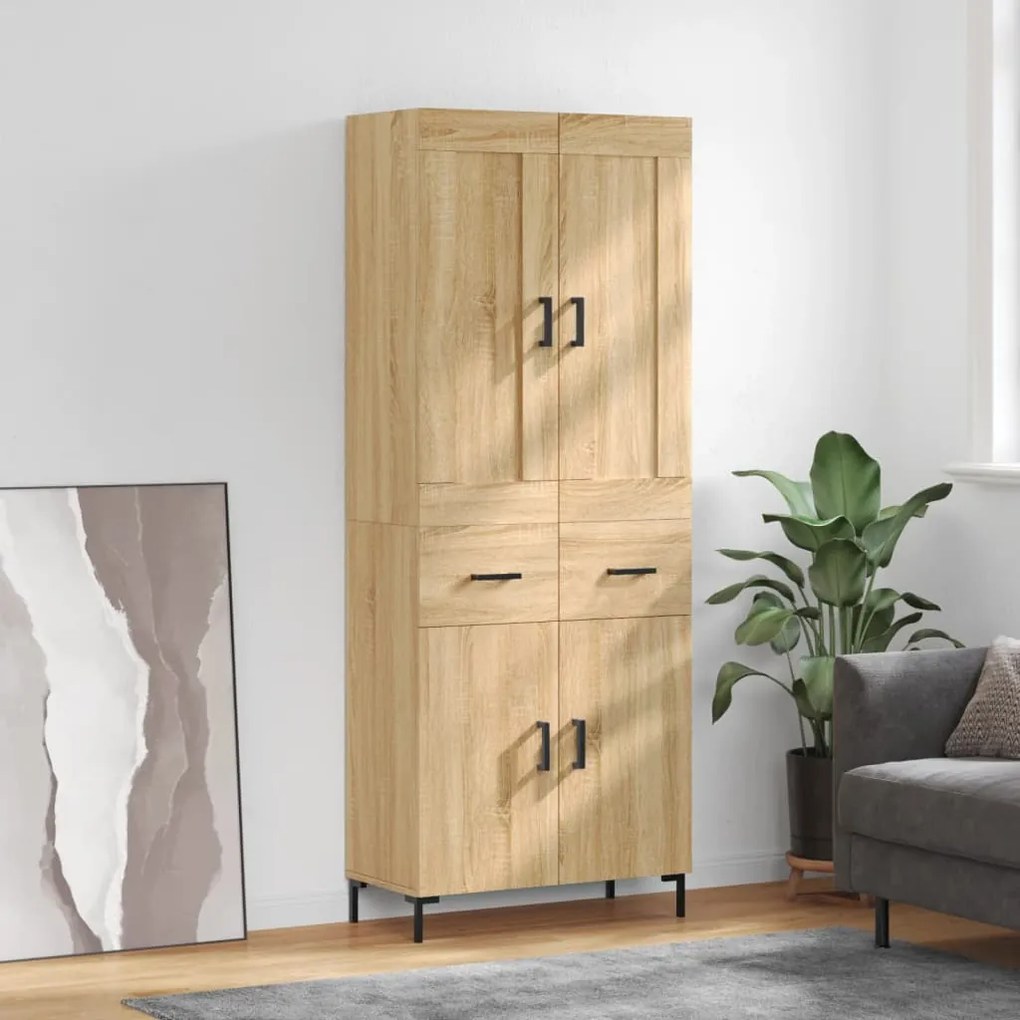 vidaXL Armário alto 69,5x34x180 cm derivados de madeira cor sonoma