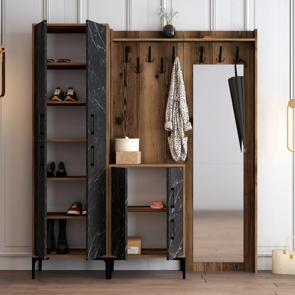 Cabideiro Berlin ABC – Noz Preto – 180x200x35 cm